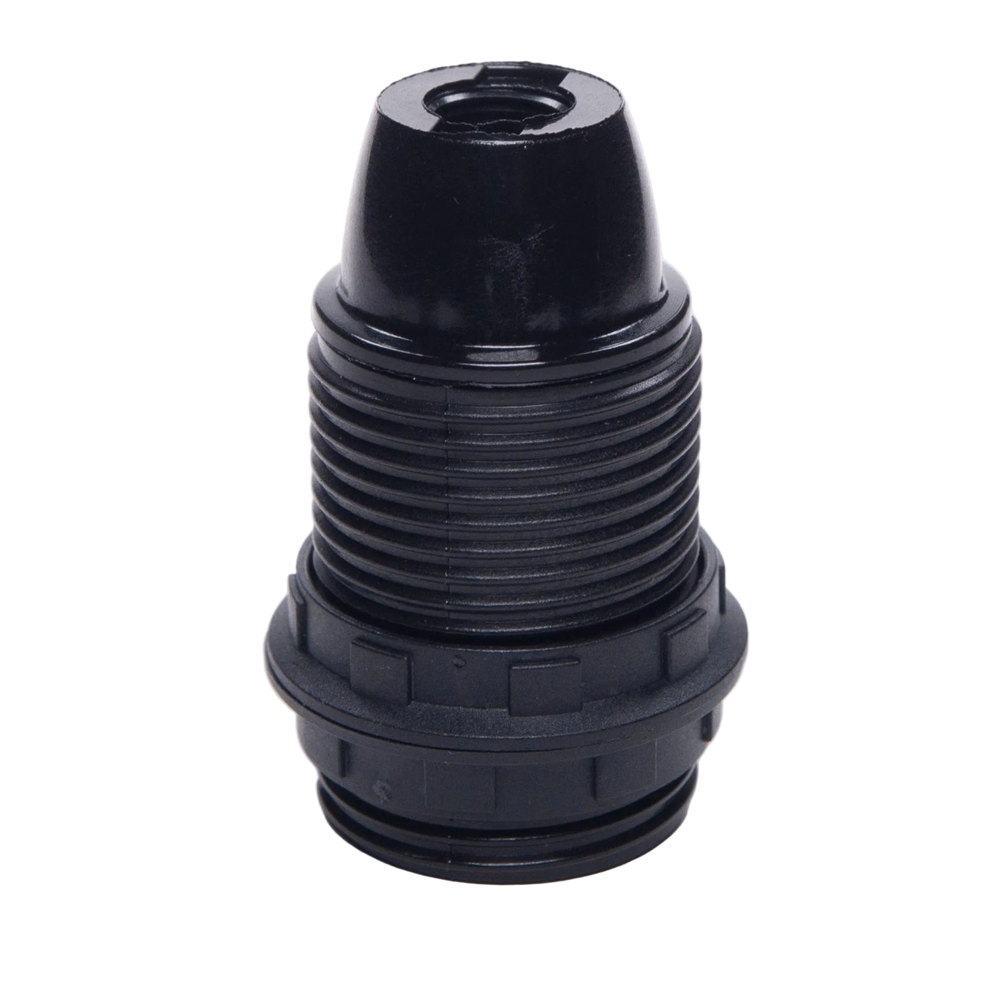 Black Plastic E14 SES Threaded Skirt Edison Screw Lampholder with shade rings
