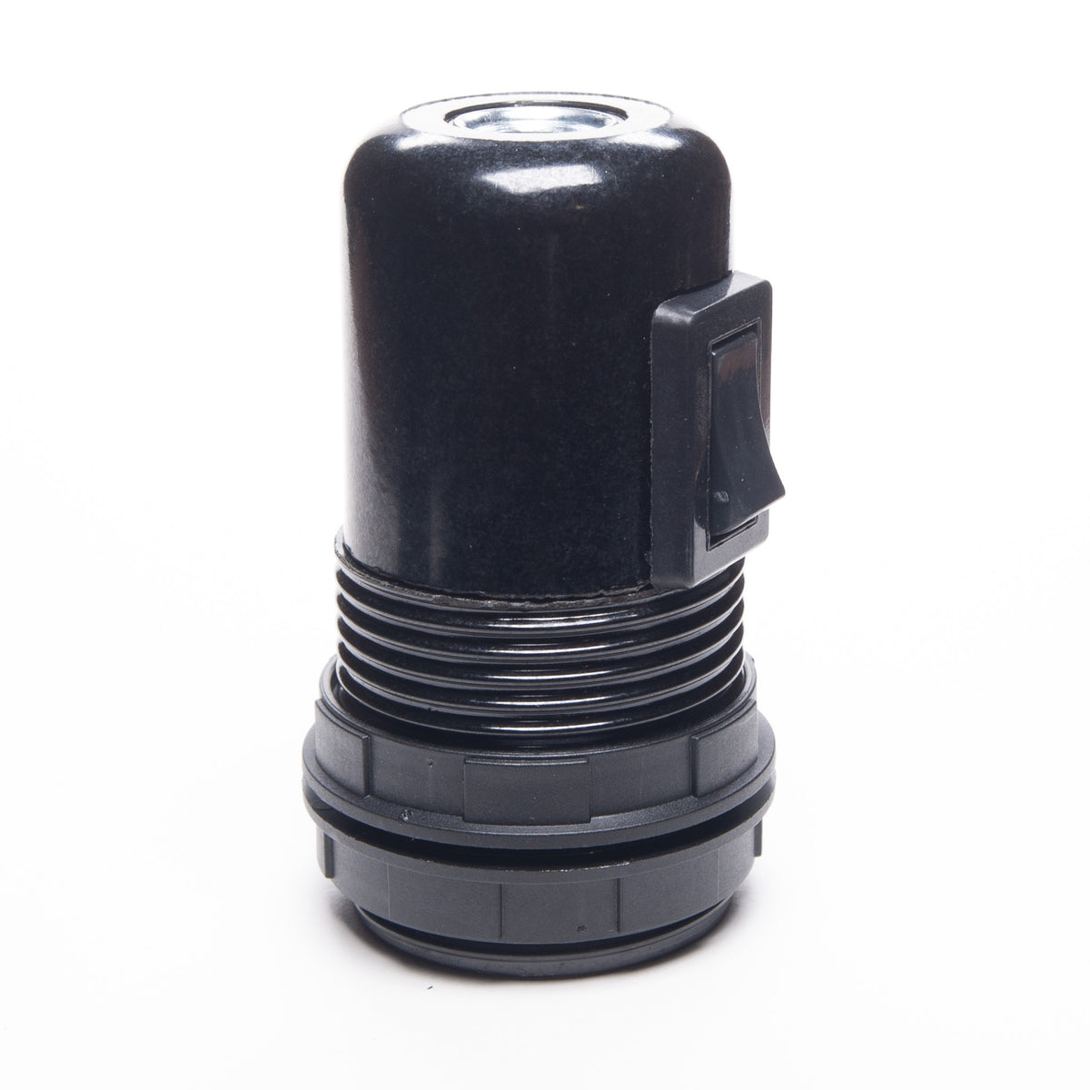 E27 Switched Black Plastic Lampholder M10 Threaded
