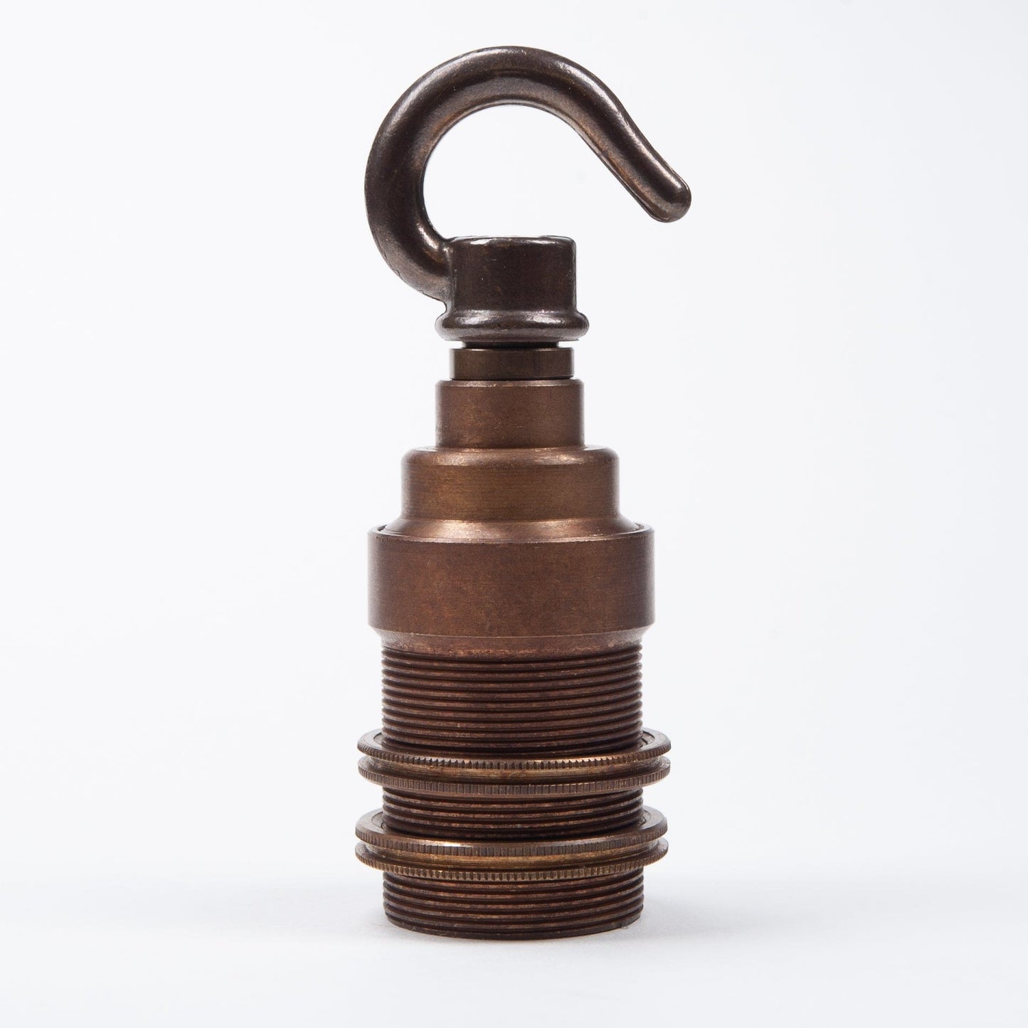 E14 Solid Brass Lampholder with Hook - Old English Brass