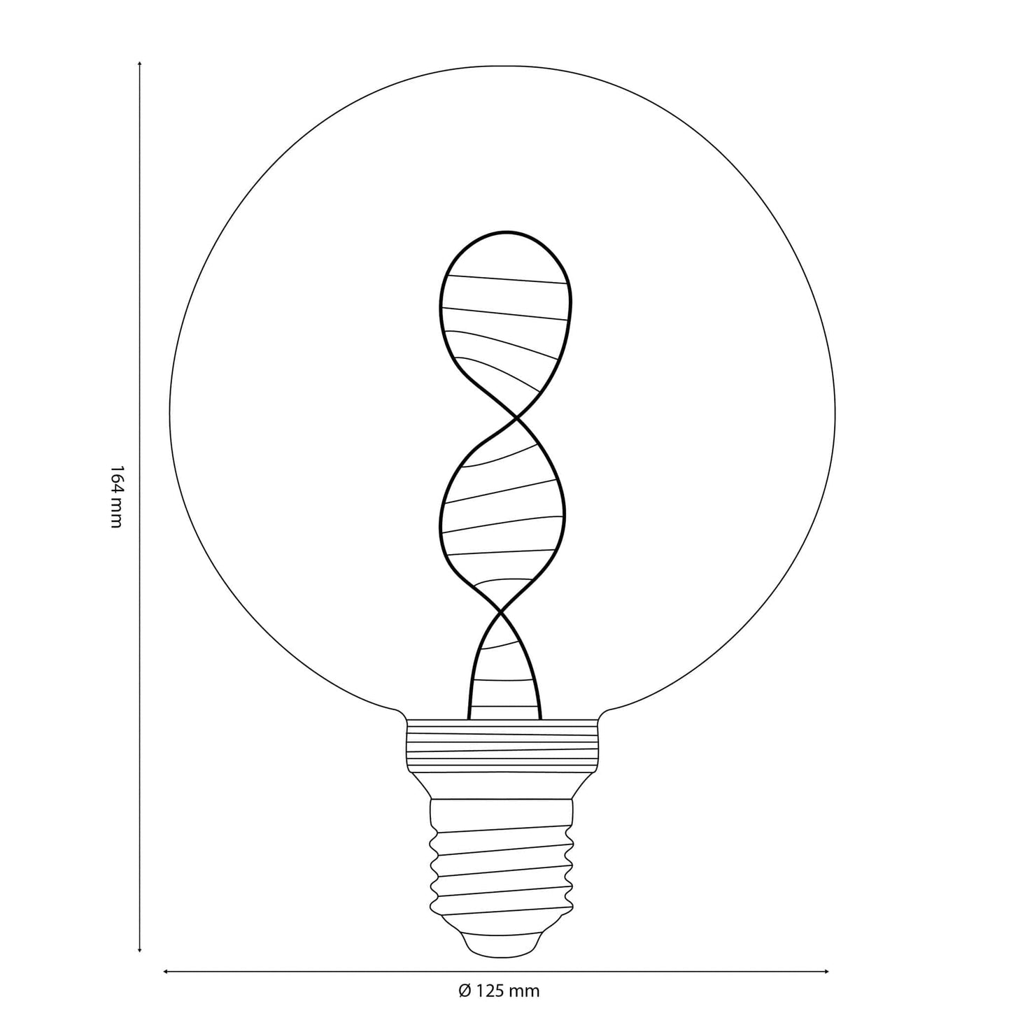 Vintlux E27 Dimmable LED Filament Lamp 4W G125 110lm 1800K Kyodai DNA Globe XL Gold