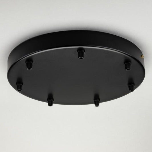 Black Steel Ceiling Rose Large 300mm - 7 Outlets - www.enamelshades.co.uk