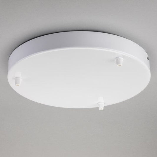 White Steel Ceiling Rose Large 300mm - 3 Outlets - www.enamelshades.co.uk