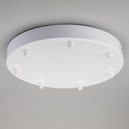 White Steel Ceiling Rose Large 300mm - 7 Outlets - www.enamelshades.co.uk