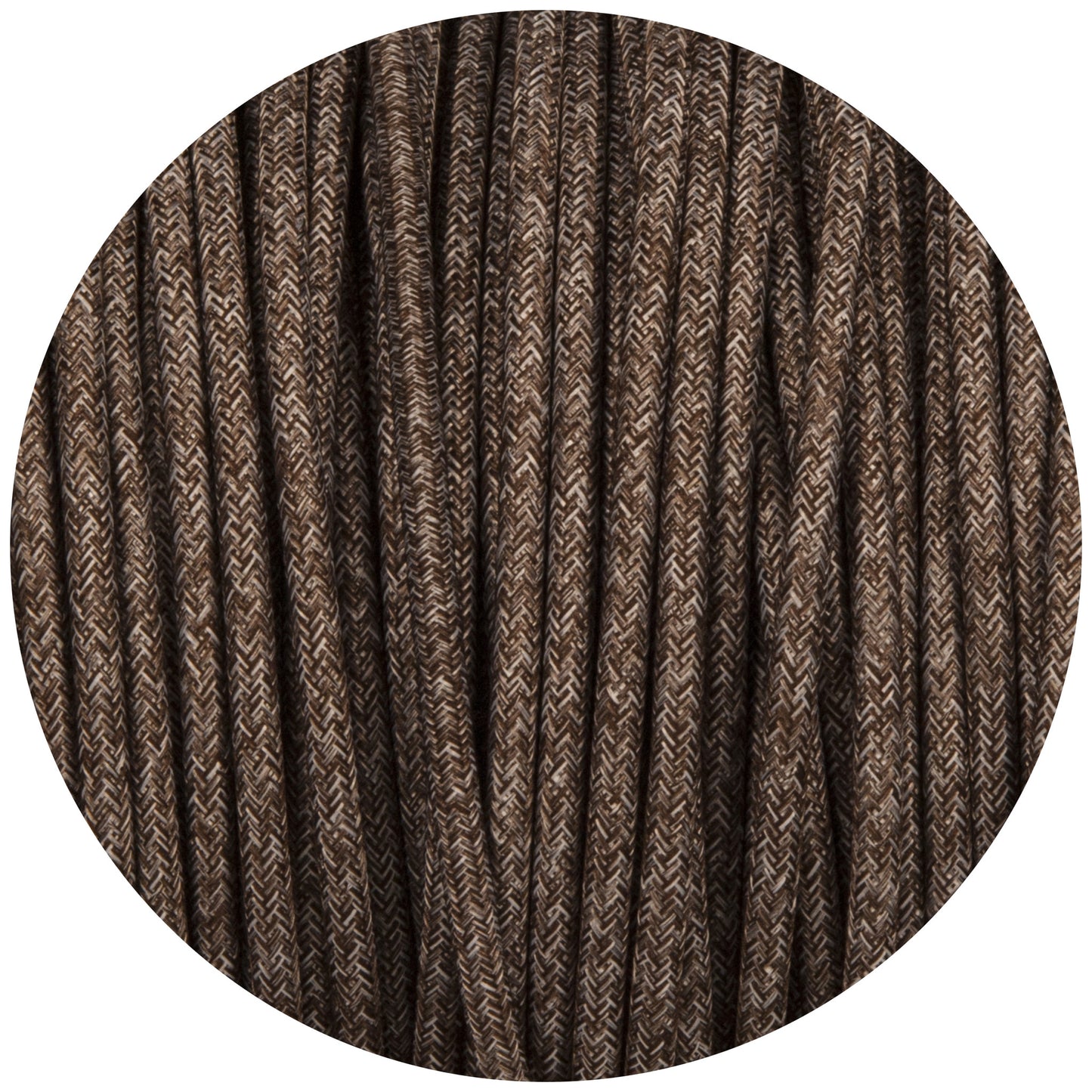 Brown Canvas Round Fabric Braided Cable - Enamel Shades