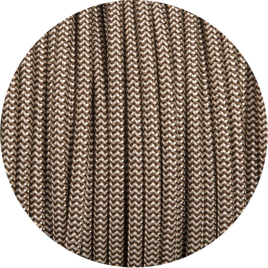 Brown & Cream Round Fabric Cable - www.enamelshades.co.uk