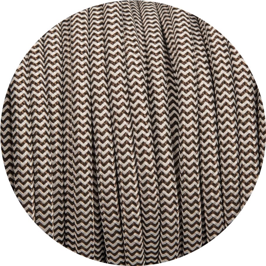 Dark Brown & White Round Fabric Cable - www.enamelshades.co.uk
