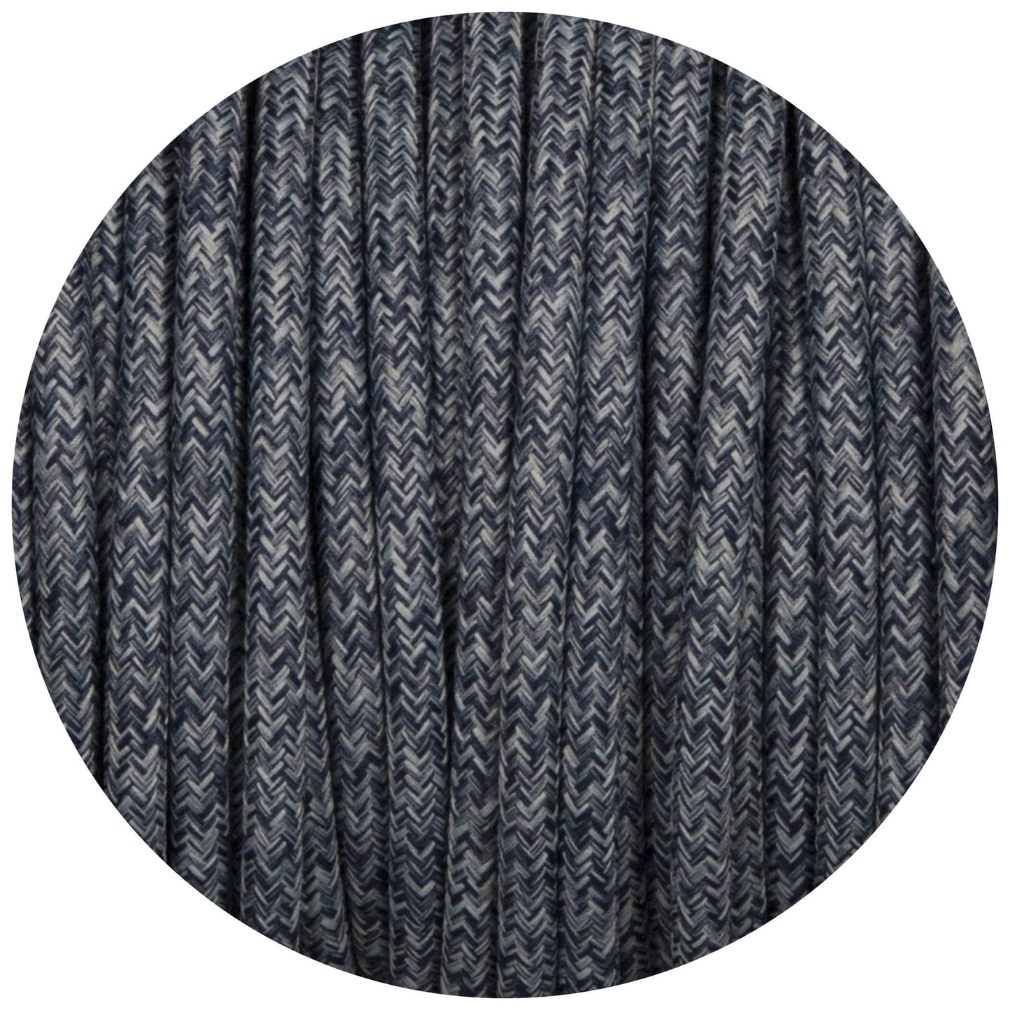 Denim Canvas Round Fabric Braided Cable - Enamel Shades