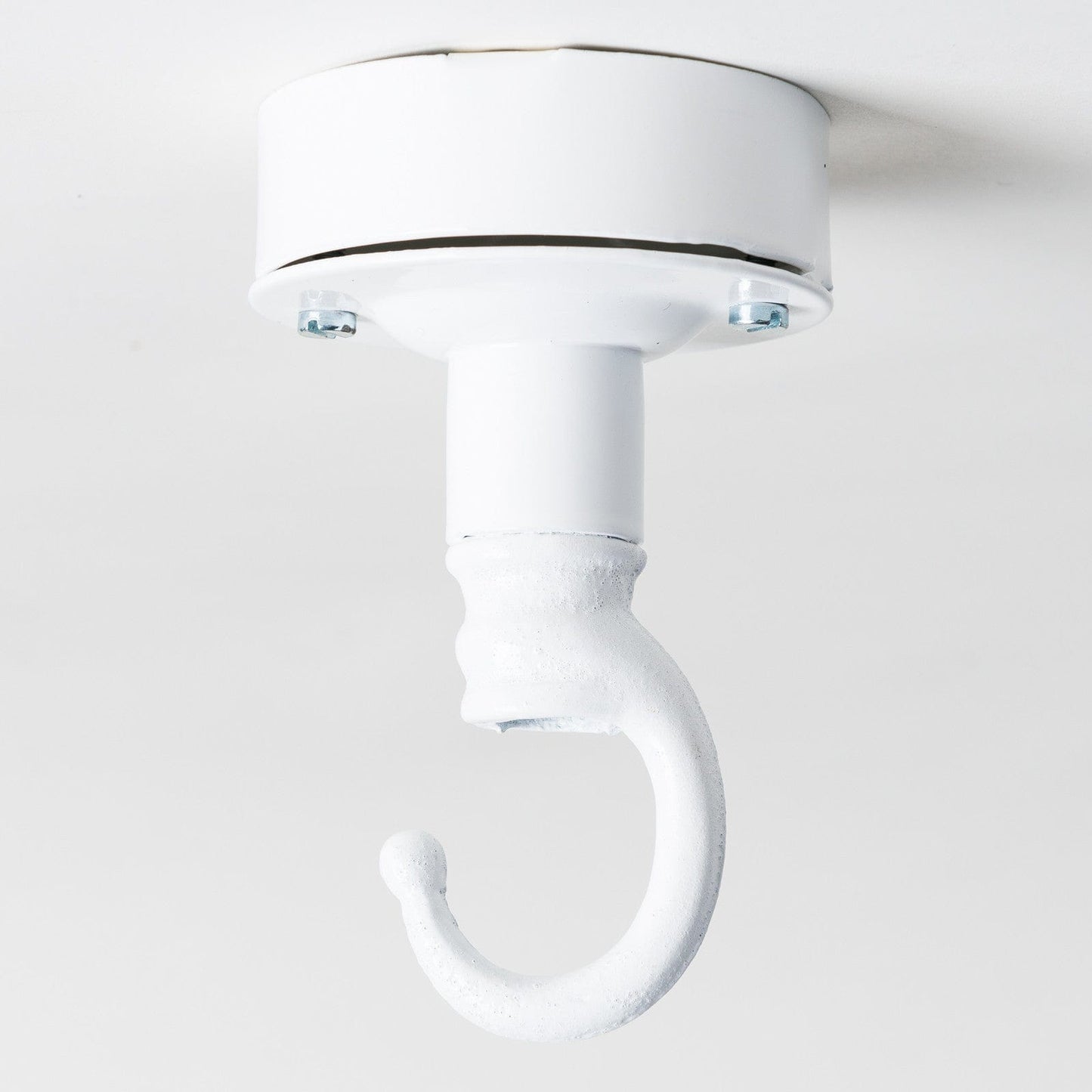 Industrial Ceiling Rose with Hook - White - Enamel Shades