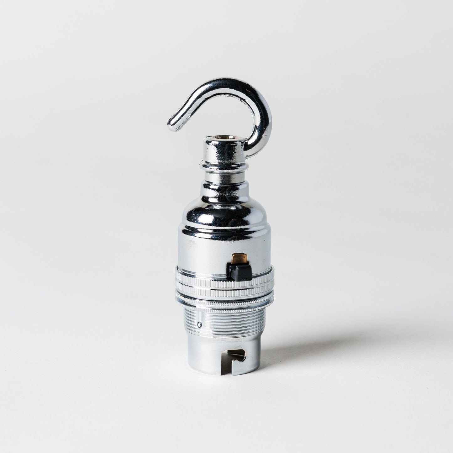 Switched Bayonet Period Lampholder with hook - Chrome - Enamel Shades