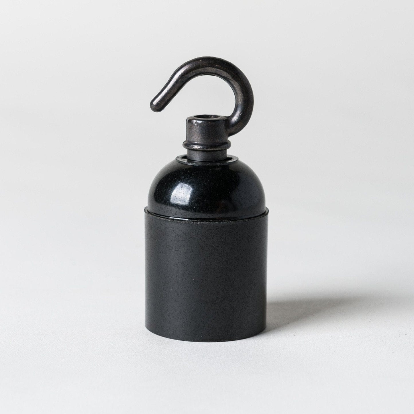 E27 Bakelite Plain Skirt Lampholder with hook - Black - Enamel Shades