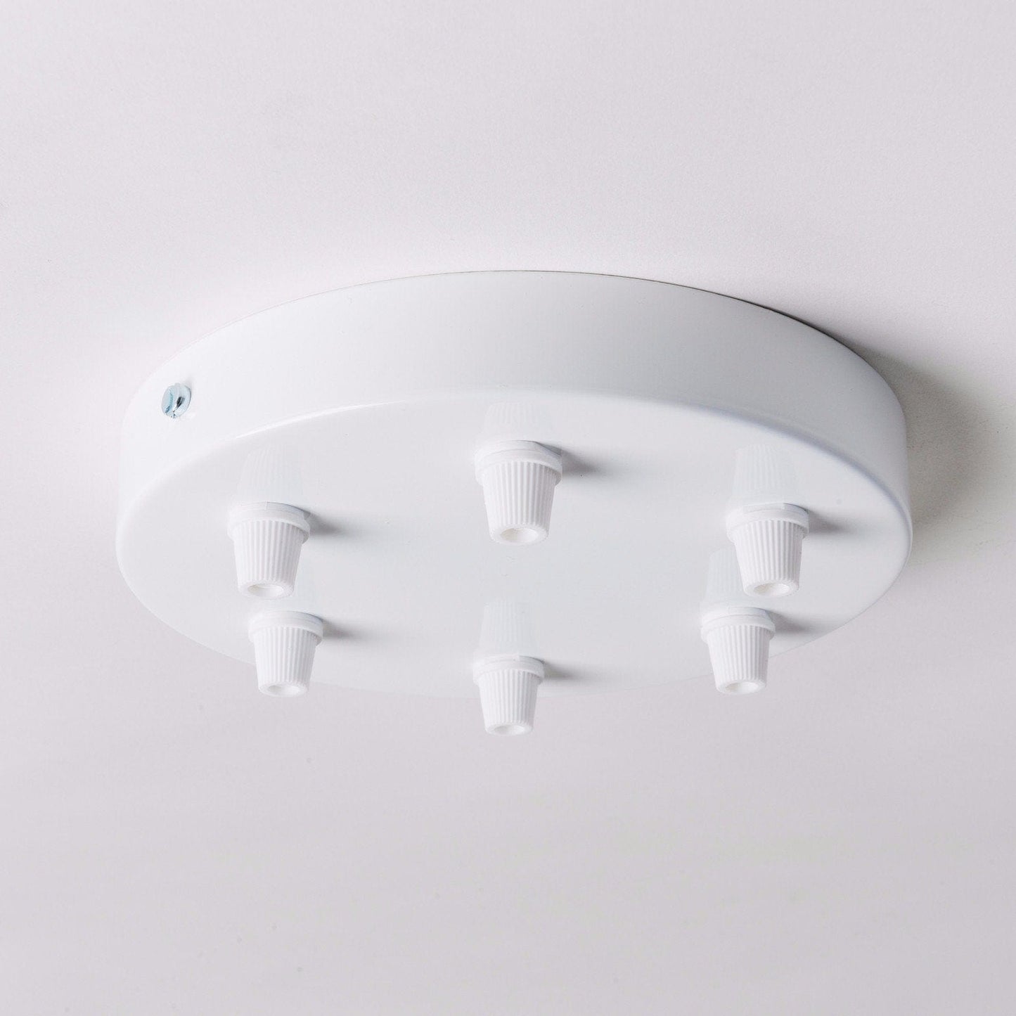 White Steel Ceiling Rose Large 160mm - 6 Outlets - www.enamelshades.co.uk