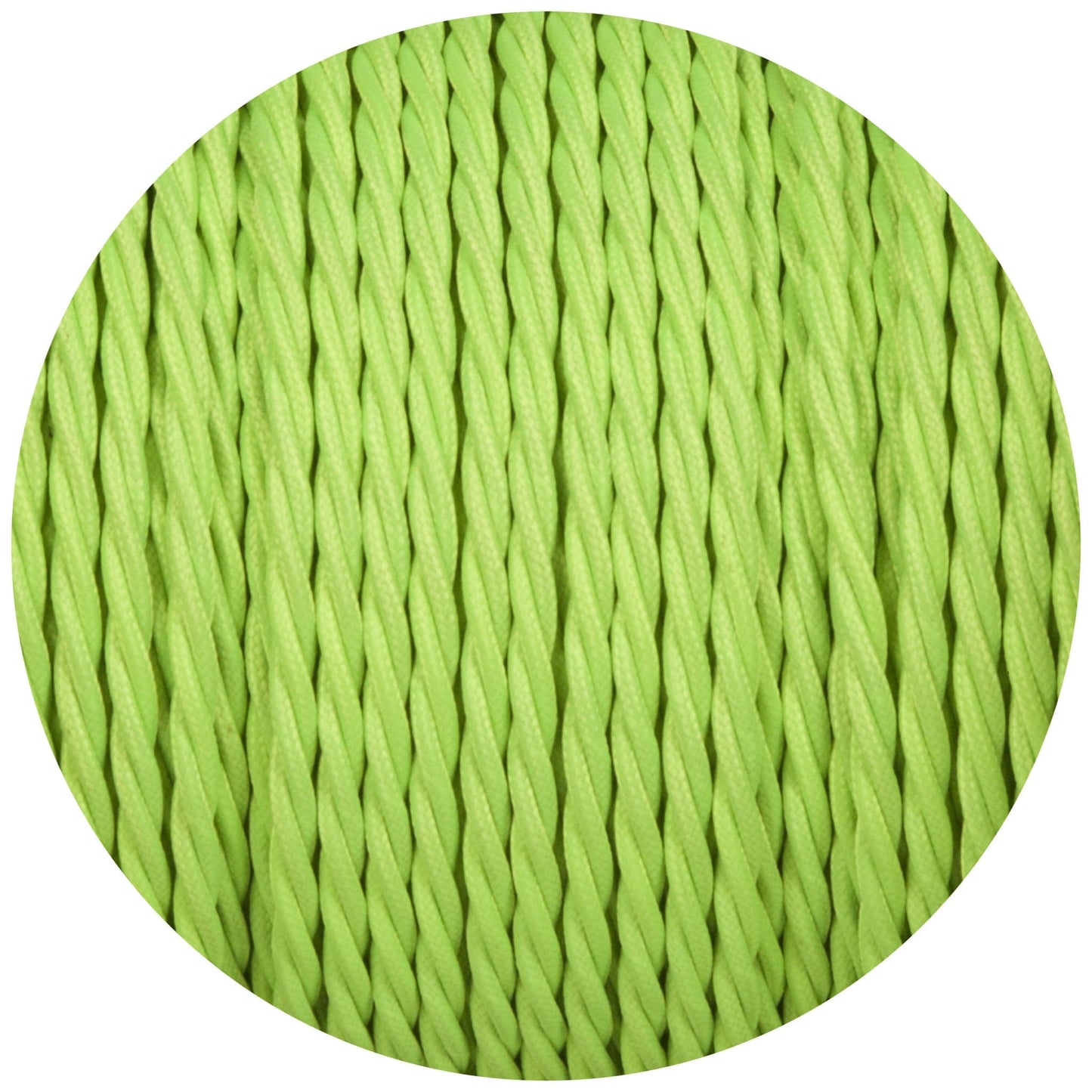 Flouro Lime Green Twisted Fabric Braided Cable - Enamel Shades