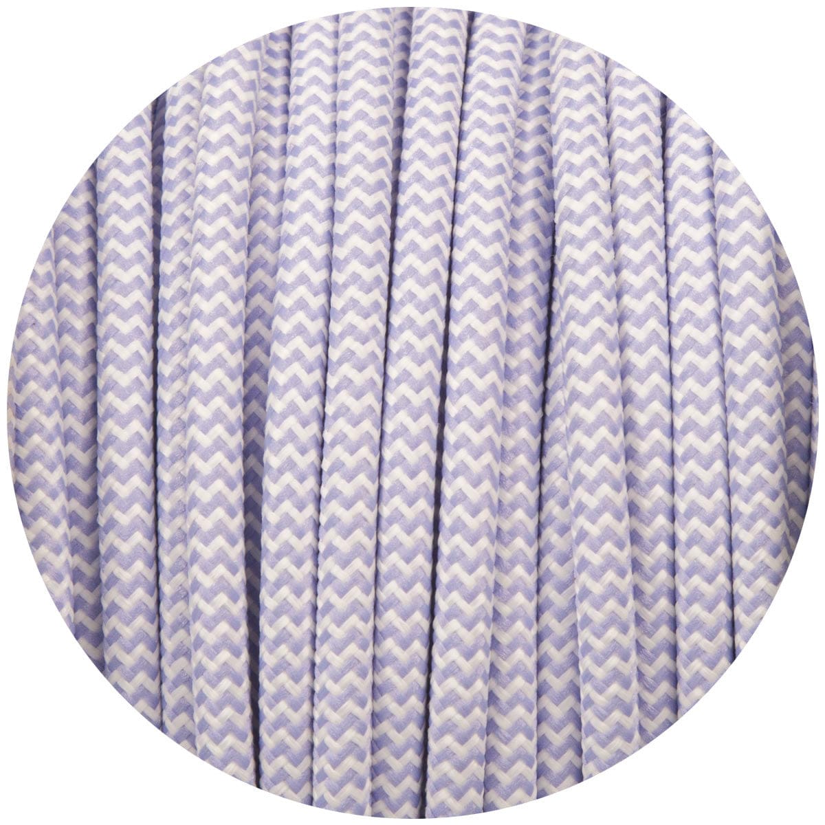 Light Purple & White Round Fabric Cable - www.enamelshades.co.uk
