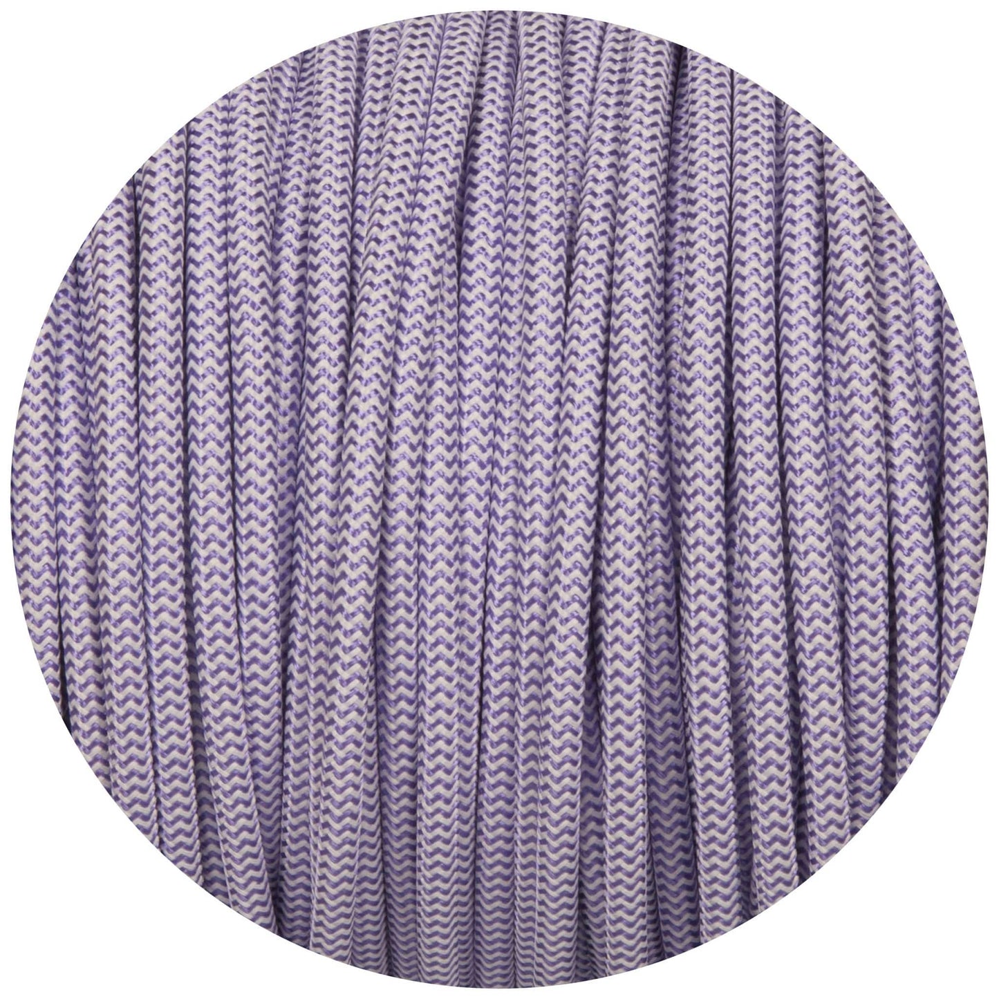 Purple & White Round Fabric Braided Cable - Enamel Shades