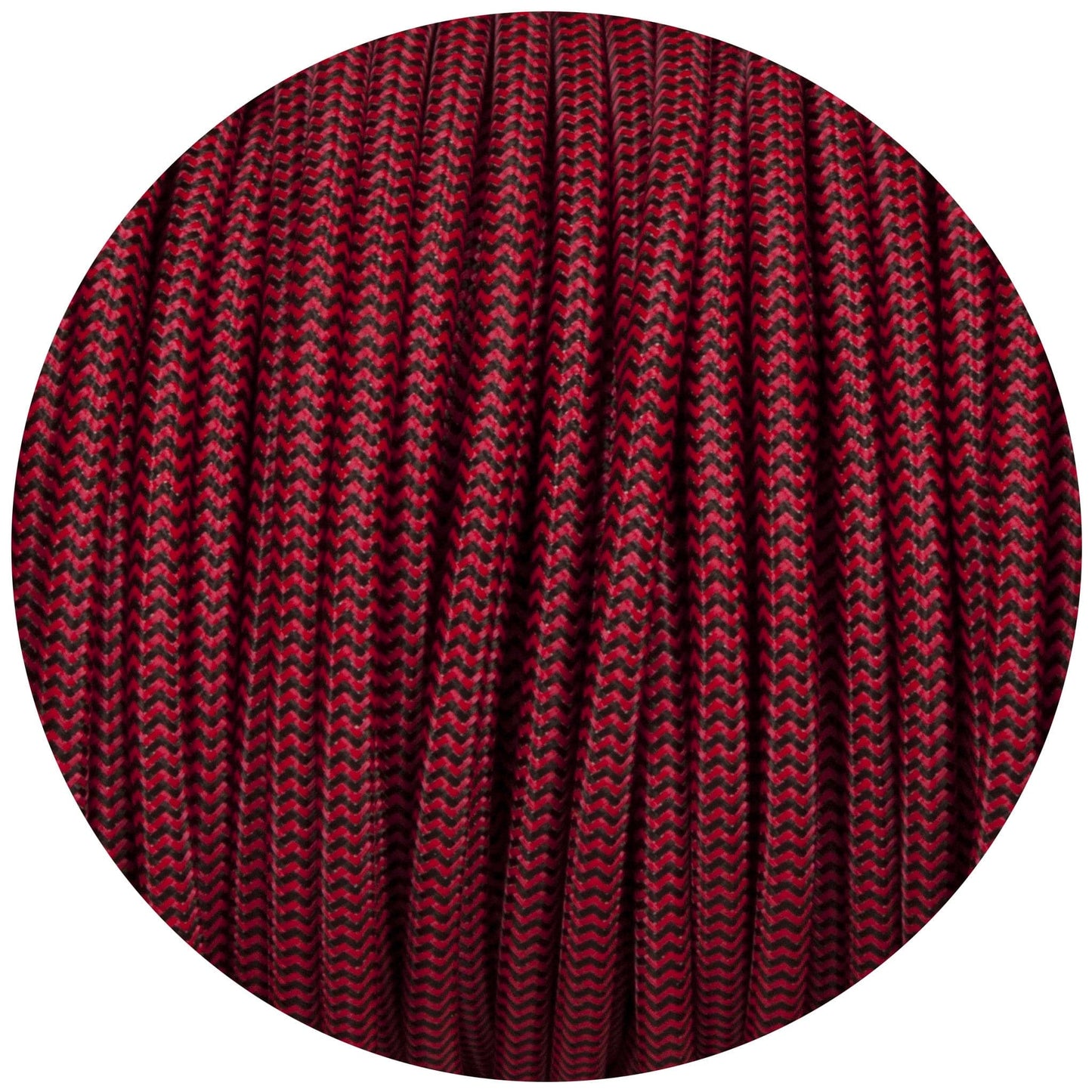 Black & Red Round Fabric Braided Cable - Enamel Shades