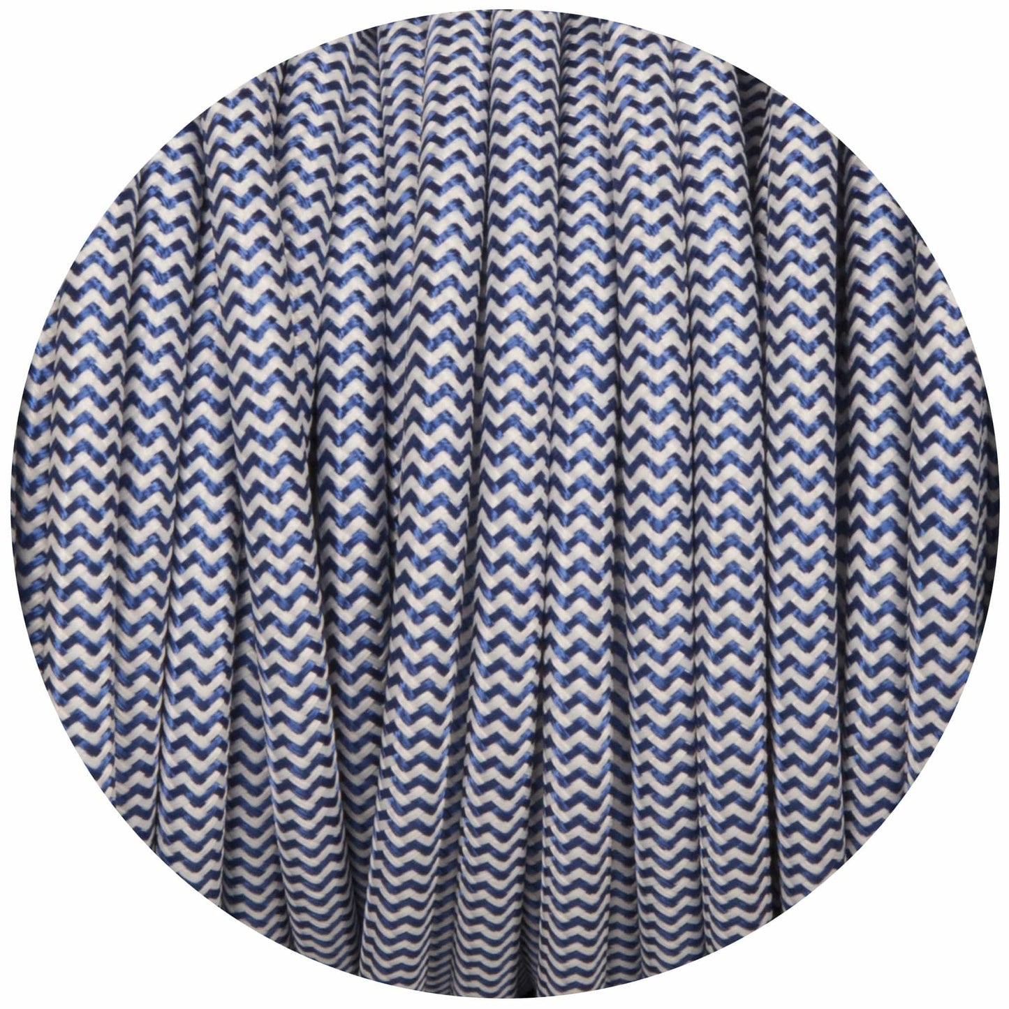 Royal Blue & White Round Fabric Braided Cable - Enamel Shades