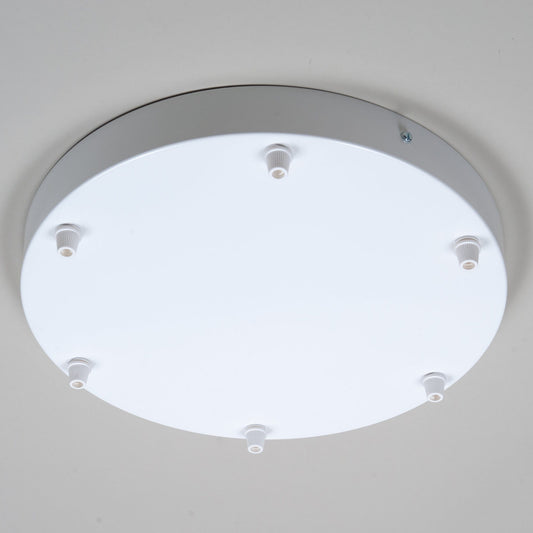 White Steel Ceiling Rose Large 300mm - 6 Outlets - www.enamelshades.co.uk