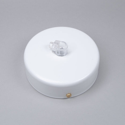 White Steel Ceiling Rose 80mm - Matt White - www.enamelshades.co.uk