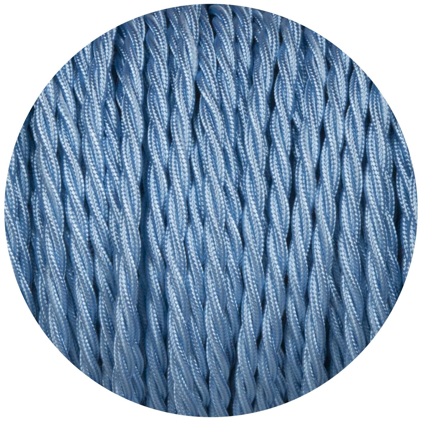 Sky Blue Twisted Fabric Braided Cable - Enamel Shades