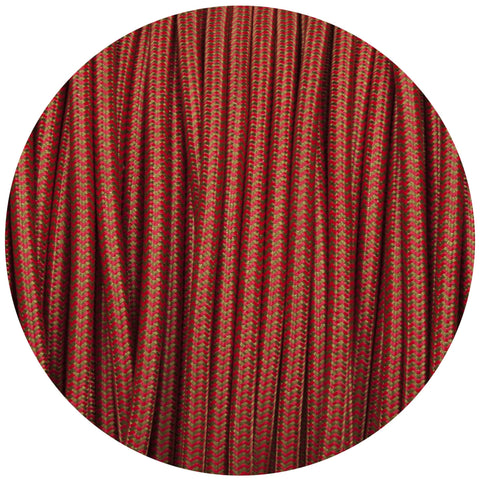 Red & Green Round Fabric Braided Cable