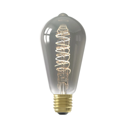 Calex Titanium Spiral Pear Dimmable LED Flex Filament Bulb E27 4W ST64