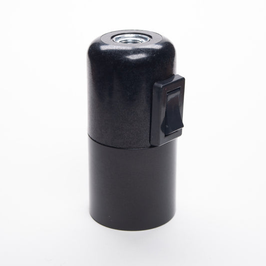 Black Bakelite E27 ES Switched Plain Skirt Edison Screw Lampholder