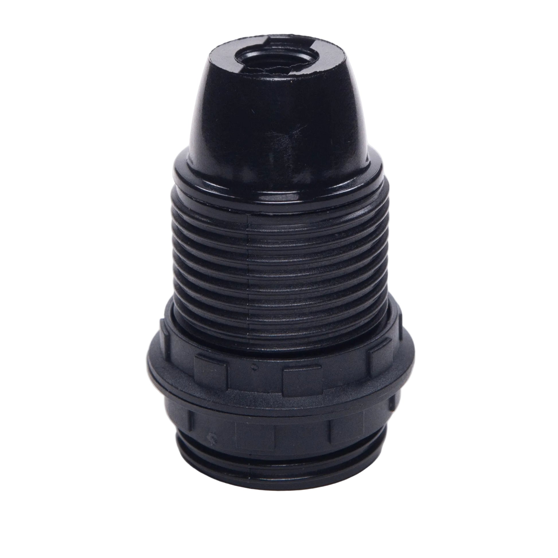 Black Plastic E14 SES  Threaded Skirt Edison Screw Lampholder with shade rings