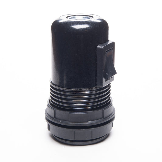 E27 Switched Black Plastic Lampholder M10 Threaded