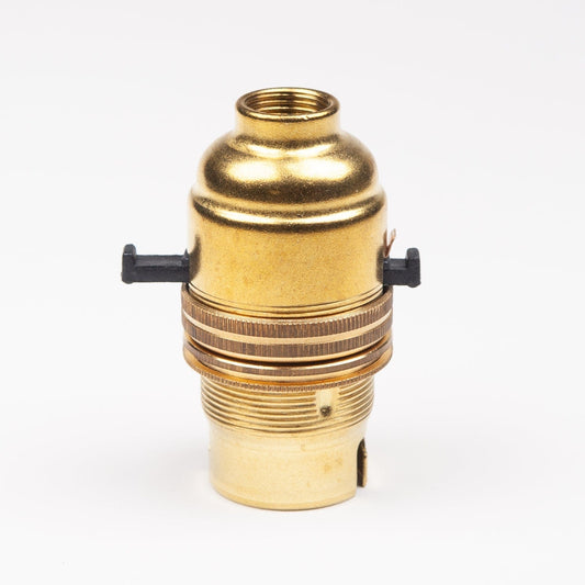 1\2" Threaded Switched Bayonet Period Lampholder with grip - Brass