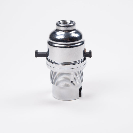 1\2" Threaded Switched Bayonet Period Lampholder with grip - Chrome