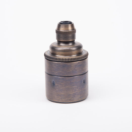 E27 Integral Grip Plain Skirt Lampholder - Brushed Antique Brass
