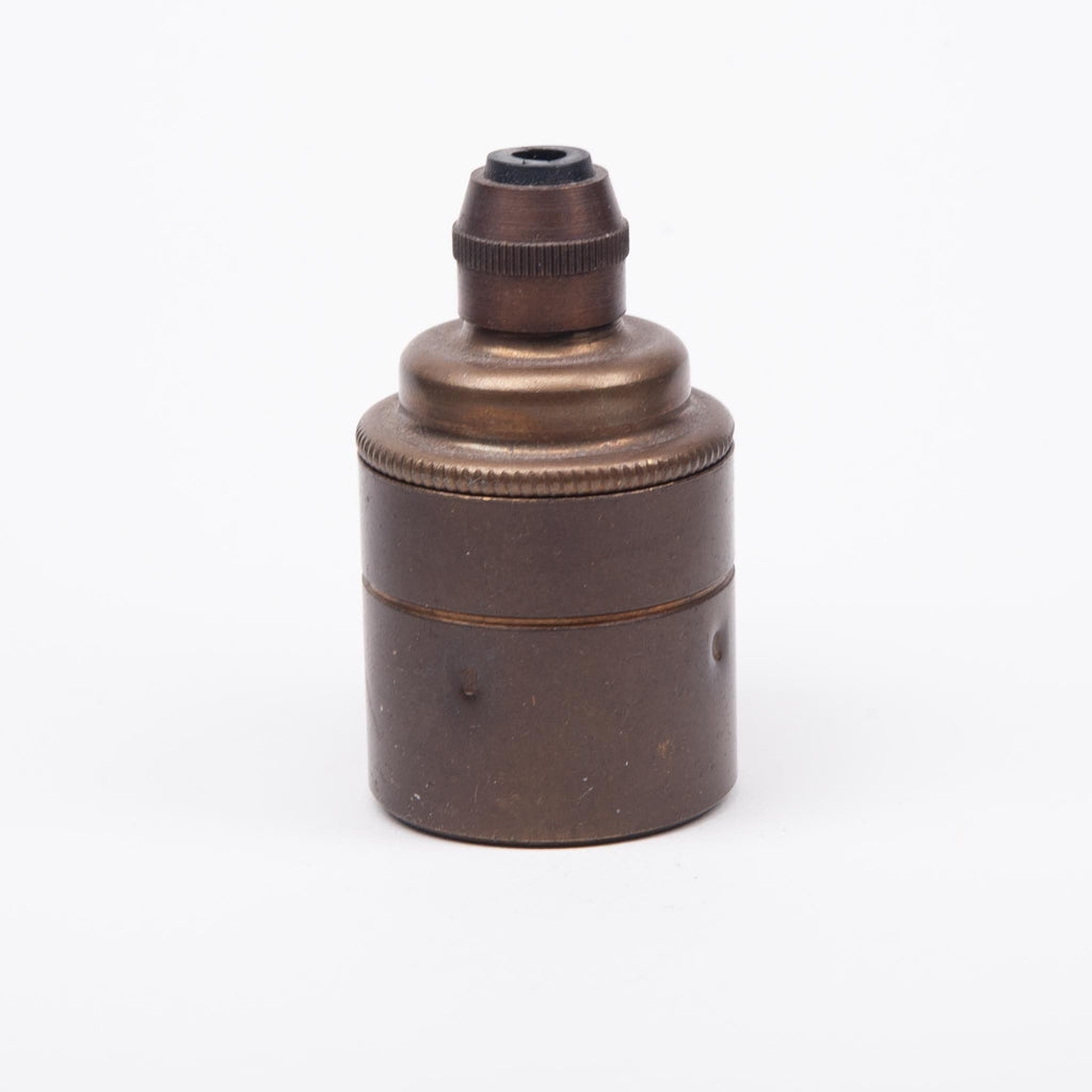 E27 Integral Grip Plain Skirt Lampholder - Old English Brass