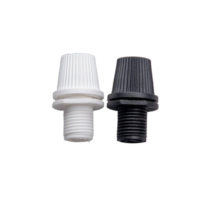 White and black plastic M10 cord grips for lighting and lampholders