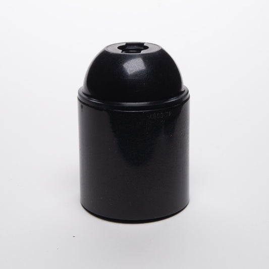 E27 Black Plastic Plain Skirt Lampholder M10 Threaded Entry