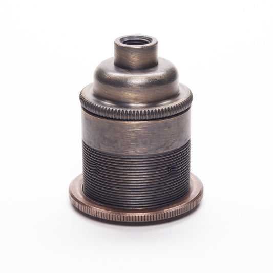 E27 ES Edison Screw Brushed Antique Brass Period   Lampholder M10 Threaded with shade ring