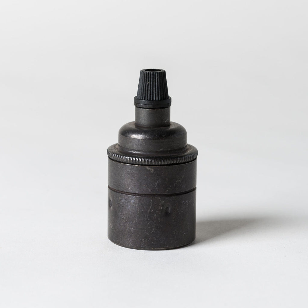 E27 Plain Skirt Lampholder with grip - Bronze Black Brass