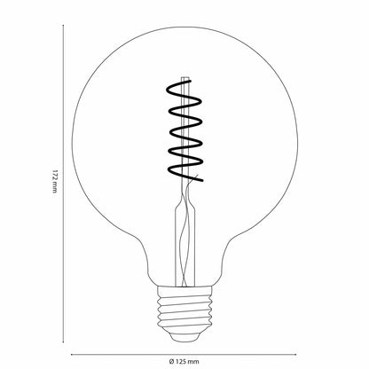 Vintlux E27 Dimmable LED Filament Lamp 4W G125 265lm 2200K Karu Globe XL Gold