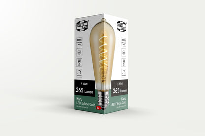 Vintlux E27 Dimmable LED Filament Lamp 4W ST64 265lm 2200K Karu Edison Gold