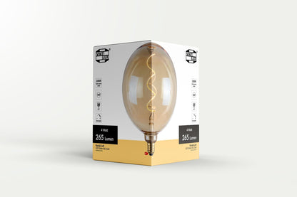 Vintlux E27 Dimmable LED Filament Lamp 4W G200 265lm 2200K - Kyodai Loft Globe XXL Gold