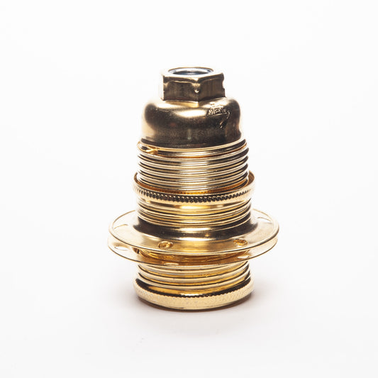E14 Plated Brass Lampholder M10 Threaded - Brass