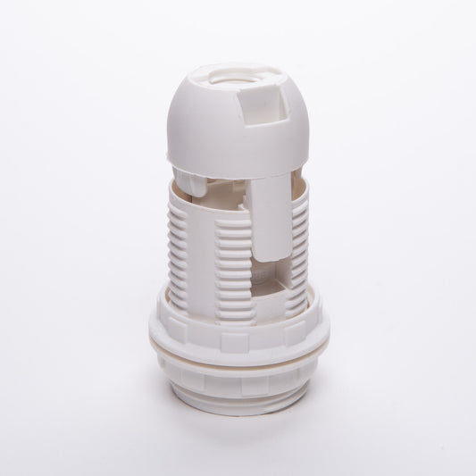 White Plastic E14 SES Clip Together Threaded Skirt Edison Screw Lampholder with shade rings