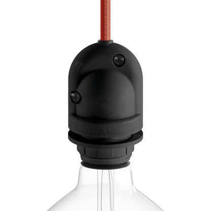 Black E27 IP65 Waterproof Bathroom and Outdoor Lampholder