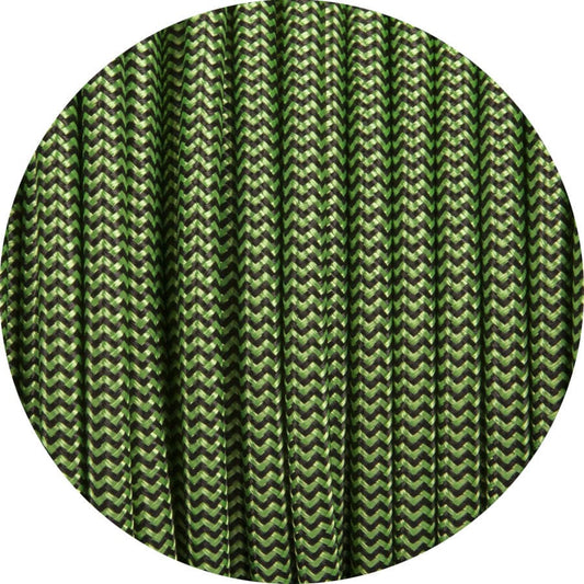 Apple Green & Black Round Fabric Cable - www.enamelshades.co.uk