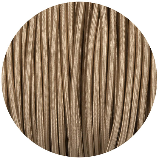 Beige Round Fabric Braided Cable - Enamel Shades