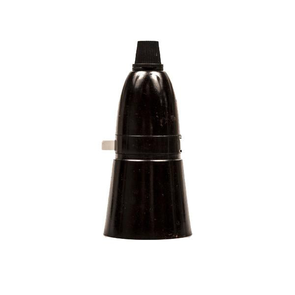 Switched Bayonet Bakelite Lampholder with grip - Black