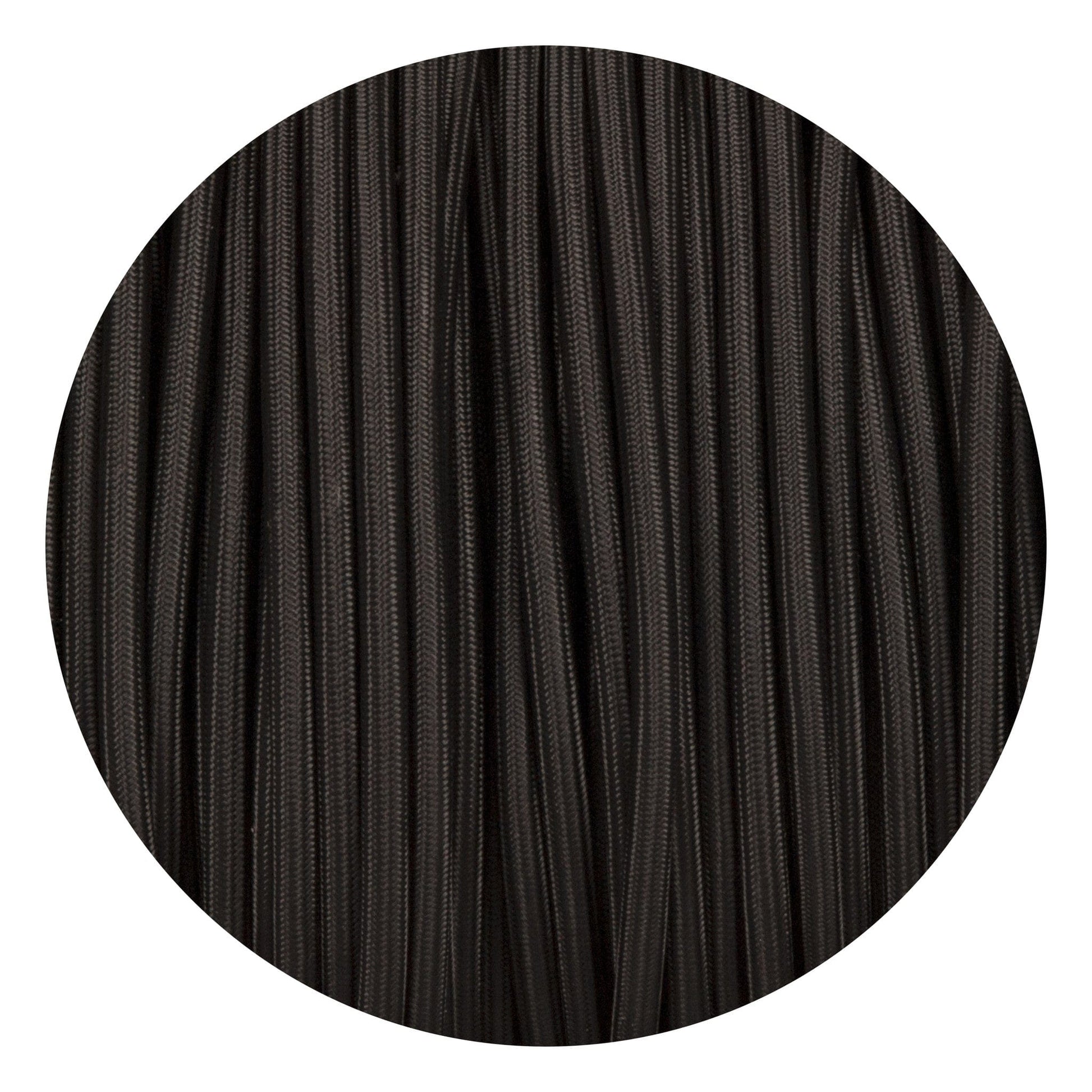 Black Round Fabric Braided Cable - Enamel Shades