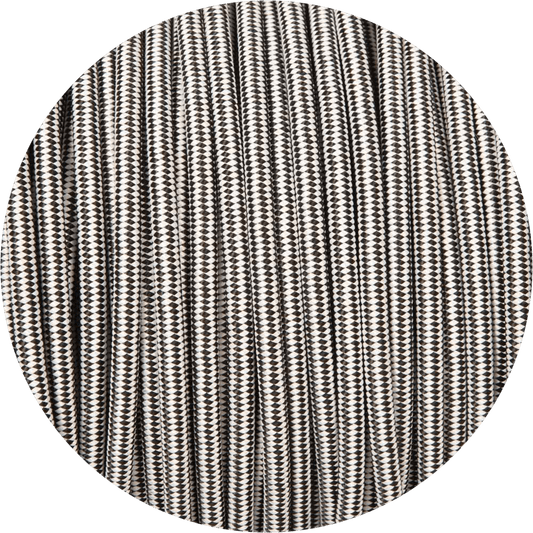 Black & White Diamond Round Fabric Braided Cable - www.enamelshades.co.uk