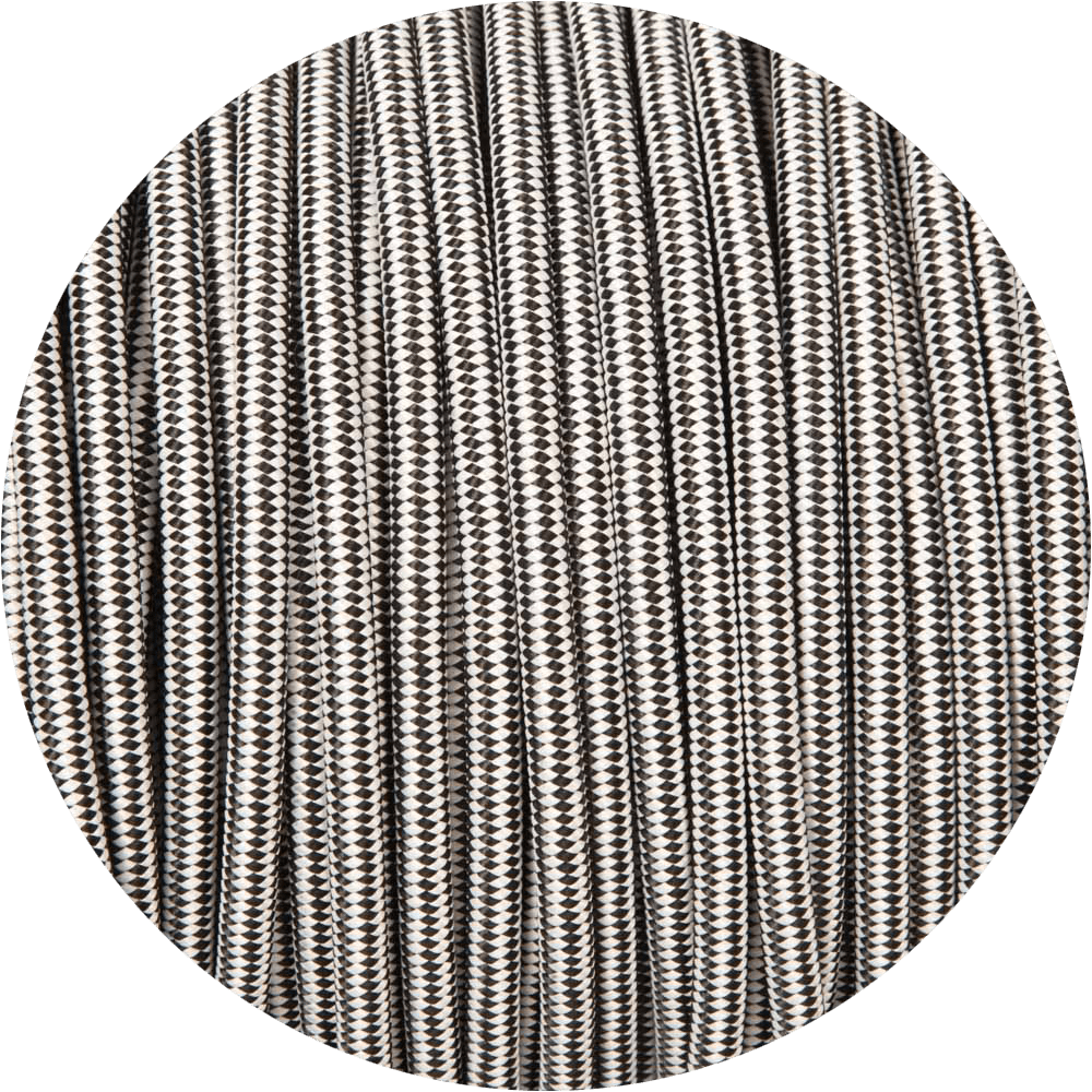 Black & White Diamond Round Fabric Braided Cable