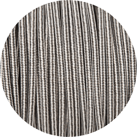 Black & White Diamond Round Fabric Braided Cable