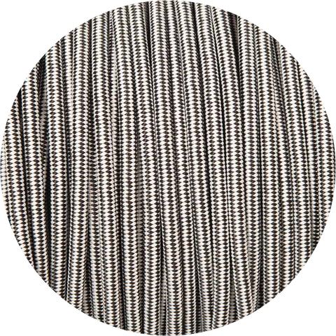Black & White Diamond Round Fabric Braided Cable